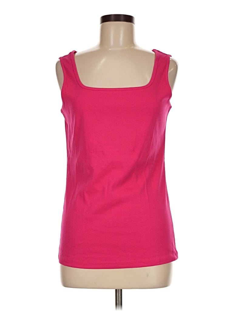 Pre-owned Karen Scott Tank Top Pink Sweetheart Neckline Tops