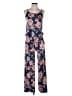 12pm by Mon Ami 100% Polyester Floral Blue Jumpsuit Size S - photo 1