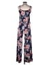 12pm by Mon Ami 100% Polyester Floral Blue Jumpsuit Size S - photo 2