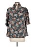 2 Hearts 100% Polyester Floral Teal 3/4 Sleeve Blouse Size M - photo 2