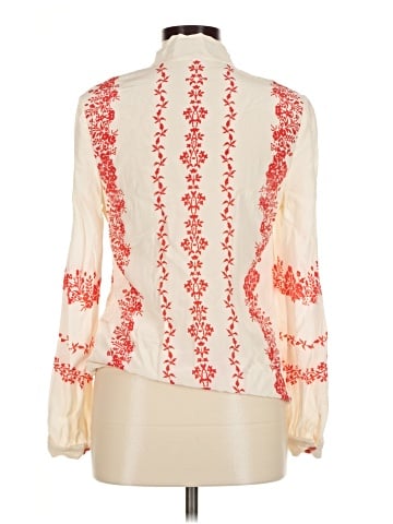 Self-Portrait Long Sleeve Silk Top (view 2)