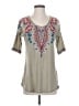 Johnny Was 100% Cotton Gray Short Sleeve Top Size XS - photo 1