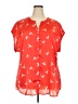 Daniel Rainn Stars Red Short Sleeve Blouse Size 2X - photo 1