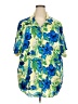 Teddi 100% Rayon Tropical Blue Short Sleeve Blouse Size 3X - photo 1