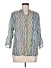 AP.NY Print Green 3/4 Sleeve Button-Down Shirt Size M - photo 1