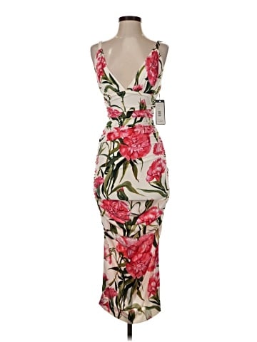 Dolce & Gabbana Ruched Carnation Printed Dress (view 1)