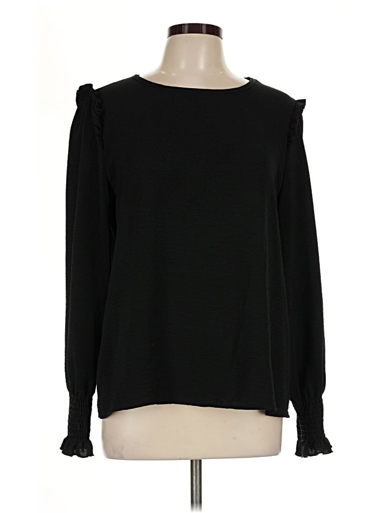 Pre-owned Les Amis Long Sleeve Blouse In Black