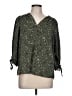 Olivia Grey 100% Polyester Green 3/4 Sleeve Blouse Size L - photo 1