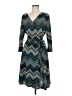 North Style Chevron-herringbone Multi Color Teal Casual Dress Size M - photo 1