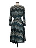 North Style Chevron-herringbone Multi Color Teal Casual Dress Size M - photo 2