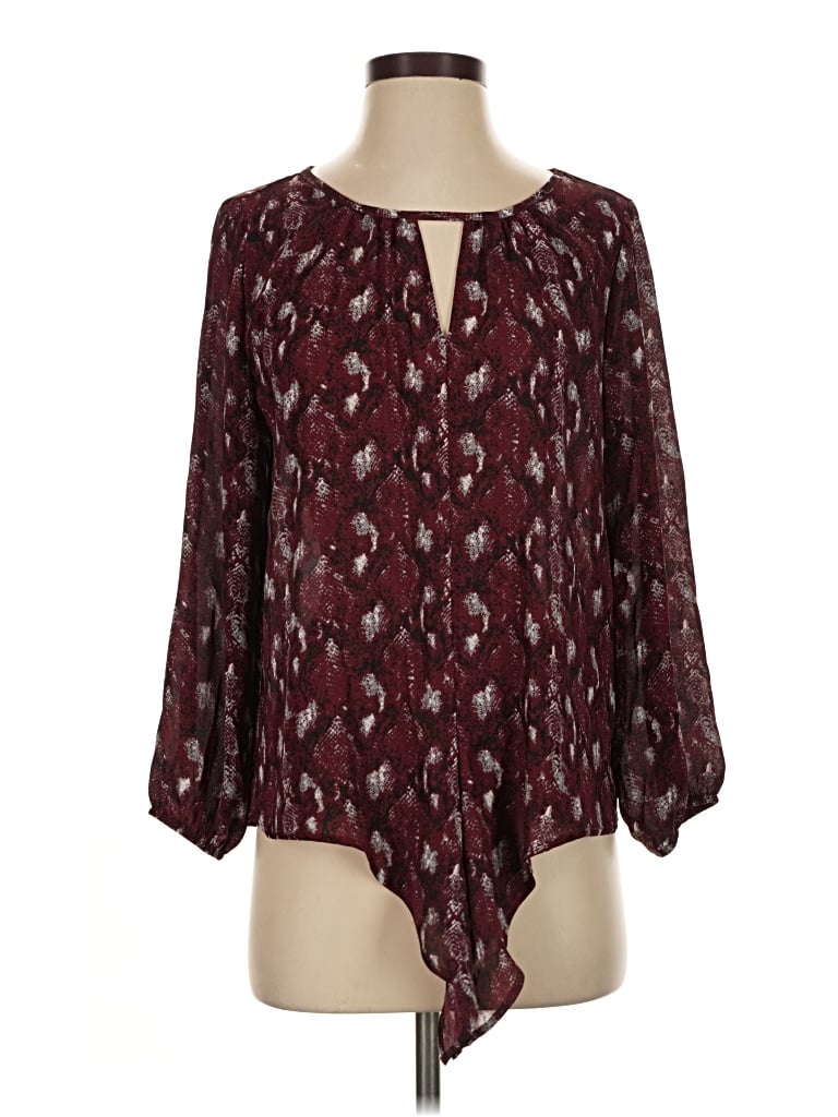 Pre-owned West Kei 3/4 Sleeve Blouse In Burgundy