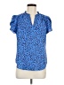 41Hawthorn 100% Polyester Animal Print Blue Short Sleeve Blouse Size M - photo 1