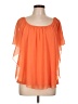 C established 1946 100% Polyester Orange Short Sleeve Blouse Size L - photo 1