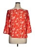 verse 100% Polyester Orange Red 3/4 Sleeve Blouse Size L - photo 1