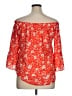 verse 100% Polyester Orange Red 3/4 Sleeve Blouse Size L - photo 2