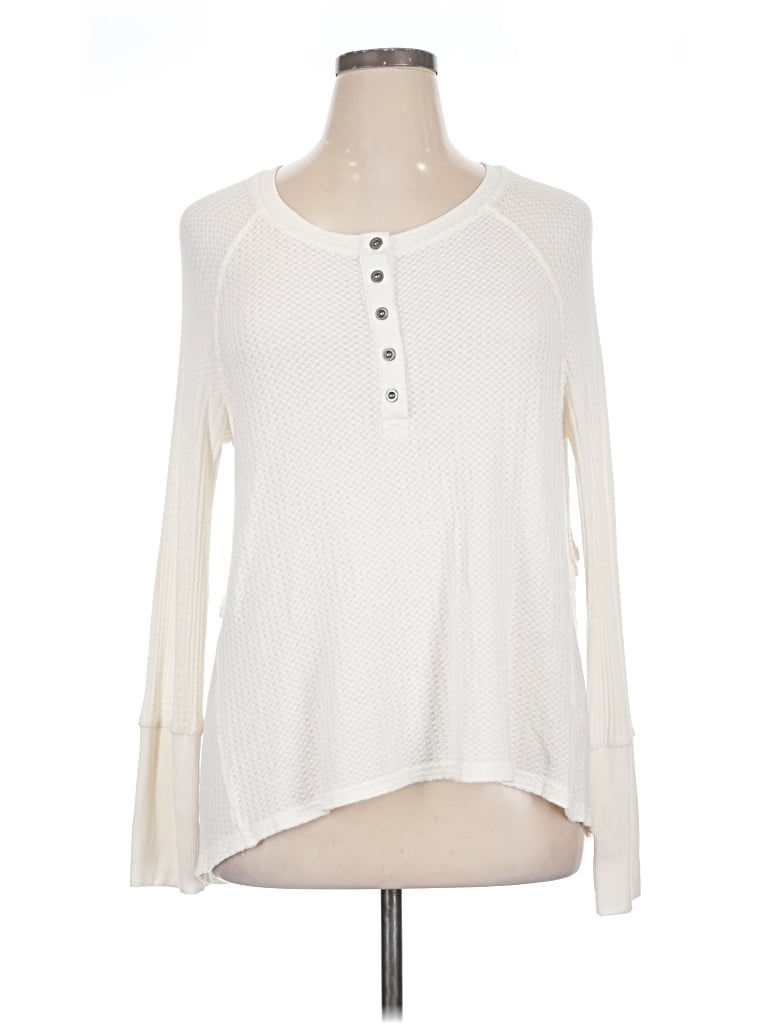 Pre-owned Jane And Delancey Long Sleeve Top Ivory Keyhole Neckline Tops