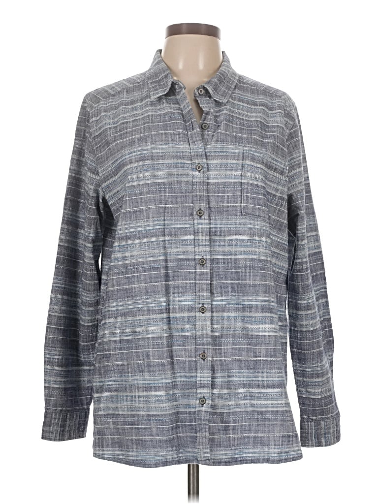 Pre-owned Natural Reflections Long Sleeve Button Down Shirt In Gray