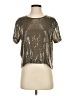 Millau 100% Polyester Metallic Silver Short Sleeve Top Size S - photo 1