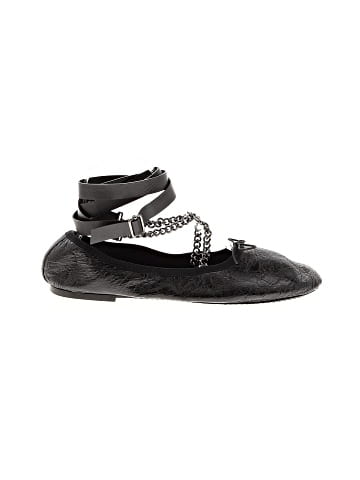 Valentino Garavani Crackled Calfskin Rockstud Chain Ankle Ballerina Flats (view 1)