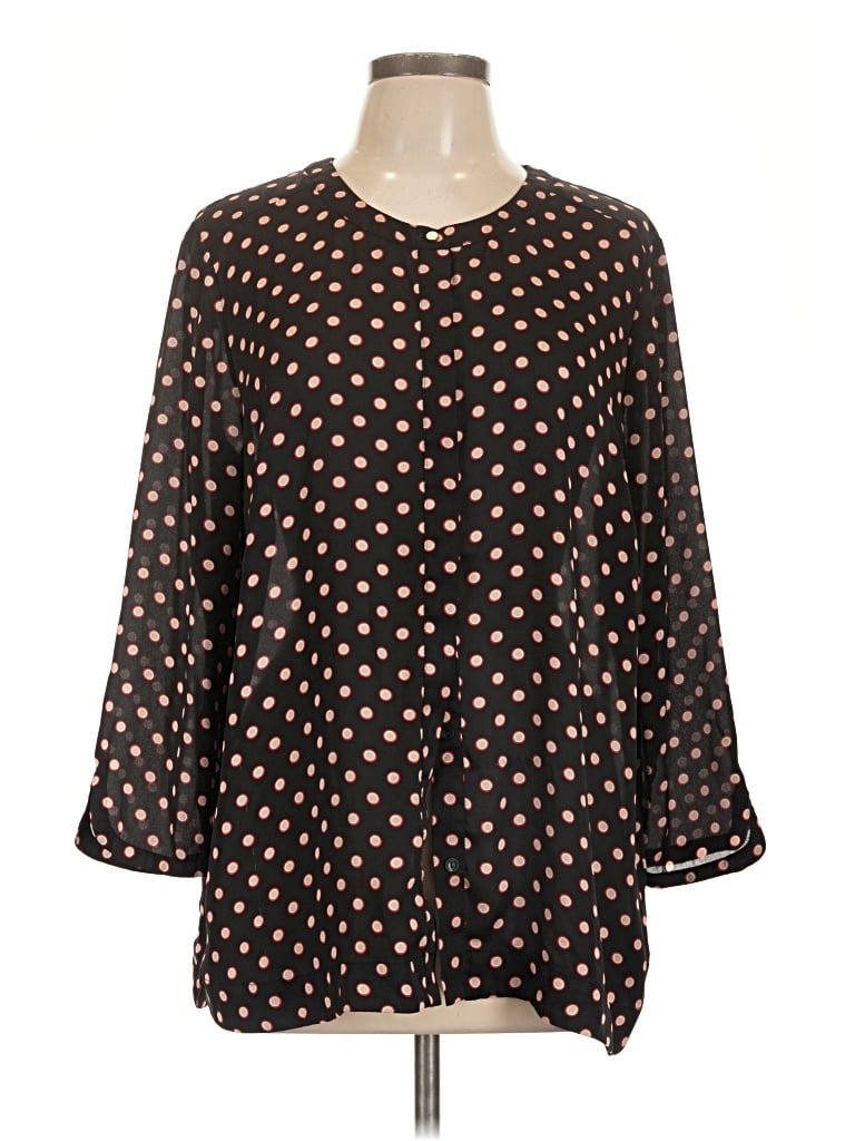 Pre-owned Liz Claiborne Career 3/4 Sleeve Blouse In Black