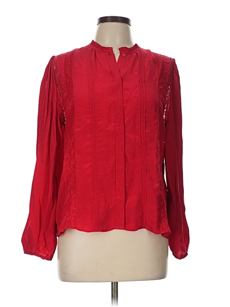 Pre-owned Jcrew Long Sleeve Blouse In Red