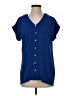 Nina Leonard 100% Polyester Blue Short Sleeve Blouse Size XS - photo 1
