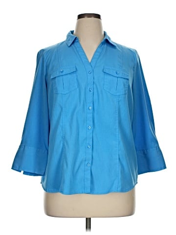 Cato 3/4 Sleeve Button-Down Shirt (view 1)