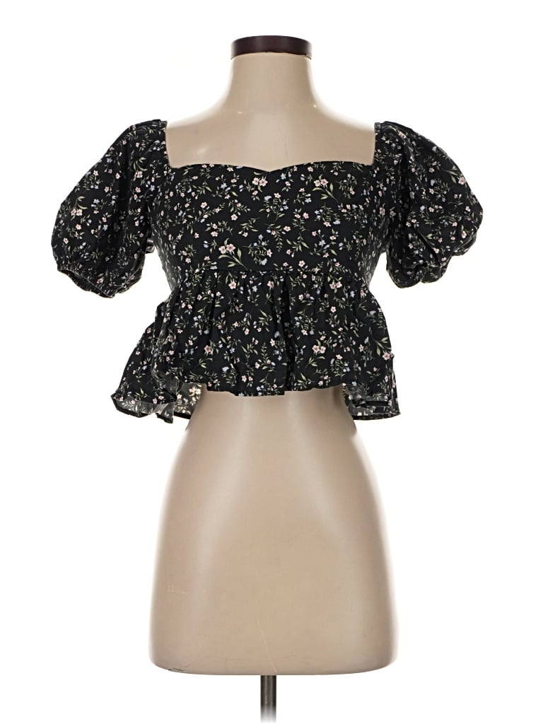 Pre-owned Altar'd State Short Sleeve Blouse In Black