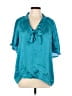 Millenium 100% Polyester Teal Short Sleeve Blouse Size XL - photo 1