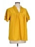 Assorted Brands 100% Polyester Yellow Short Sleeve Blouse Size L - photo 1