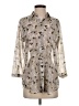 CAbi 100% Polyester Floral Silver 3/4 Sleeve Blouse Size XS - photo 1