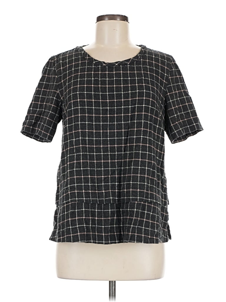 Pre-owned Downeast Short Sleeve Blouse In Black