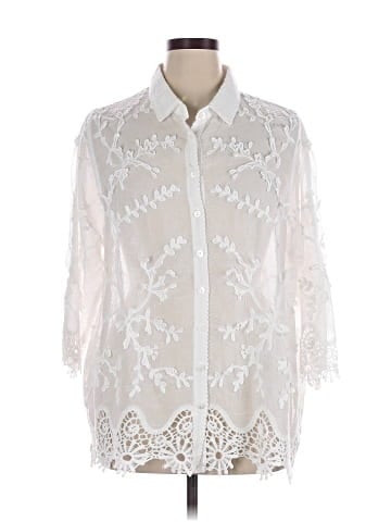 Solitaire 3/4 Sleeve Button-Down Shirt (view 1)