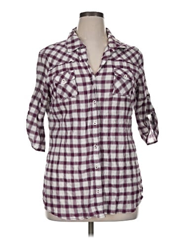 a.n.a. A New Approach 3/4 Sleeve Button-Down Shirt (view 1)