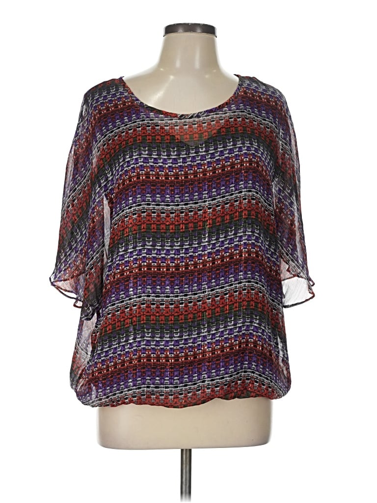 Pre-owned Ab Studio 3/4 Sleeve Blouse In Purple