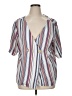 Luxology 100% Polyester Stripes White Short Sleeve Blouse Size XL - photo 1