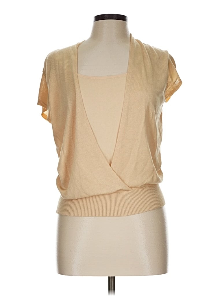 Pre-owned Ak Anne Klein Cardigan Sweater In Tan