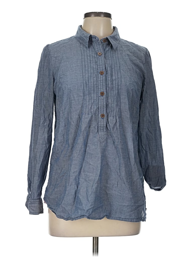 Pre-owned Anthropologie Long Sleeve Button Down Shirt In Blue
