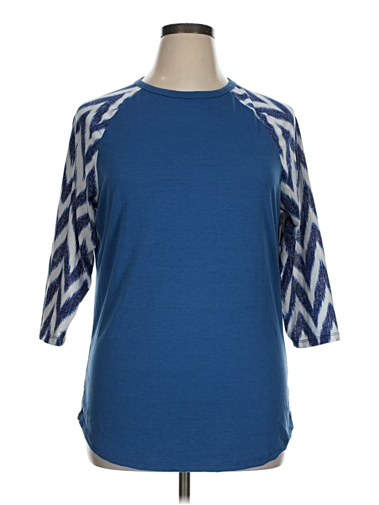 Pre-owned Lularoe 3/4 Sleeve T-shirt In Blue