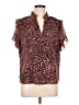 J.Crew 100% Polyester Animal Print Pink Short Sleeve Blouse Size L - photo 1
