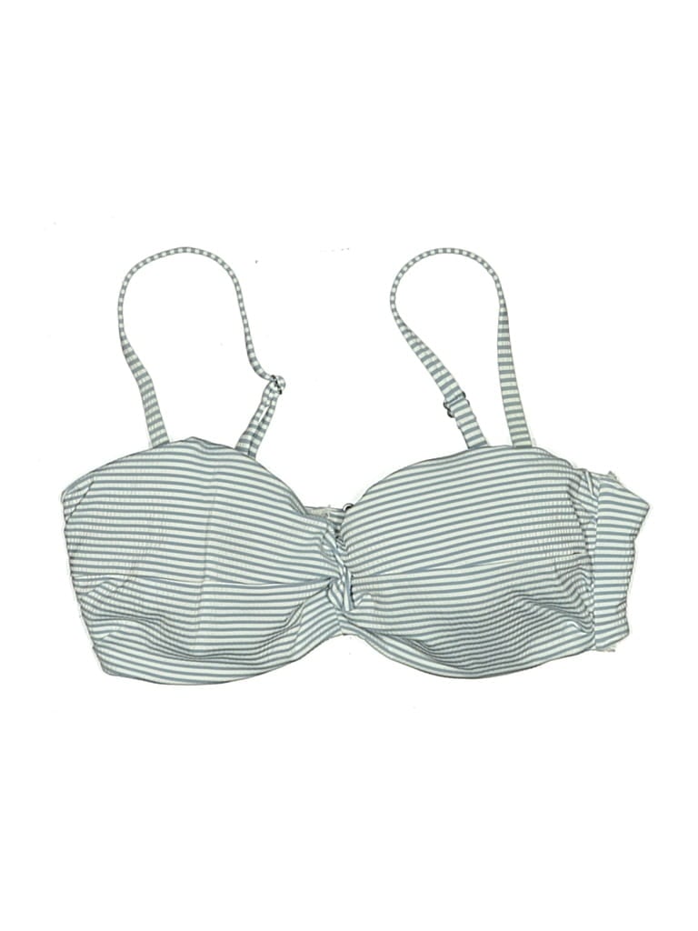Pre-owned H&m Swimsuit Top Gray Stripes Pattern Swimwear