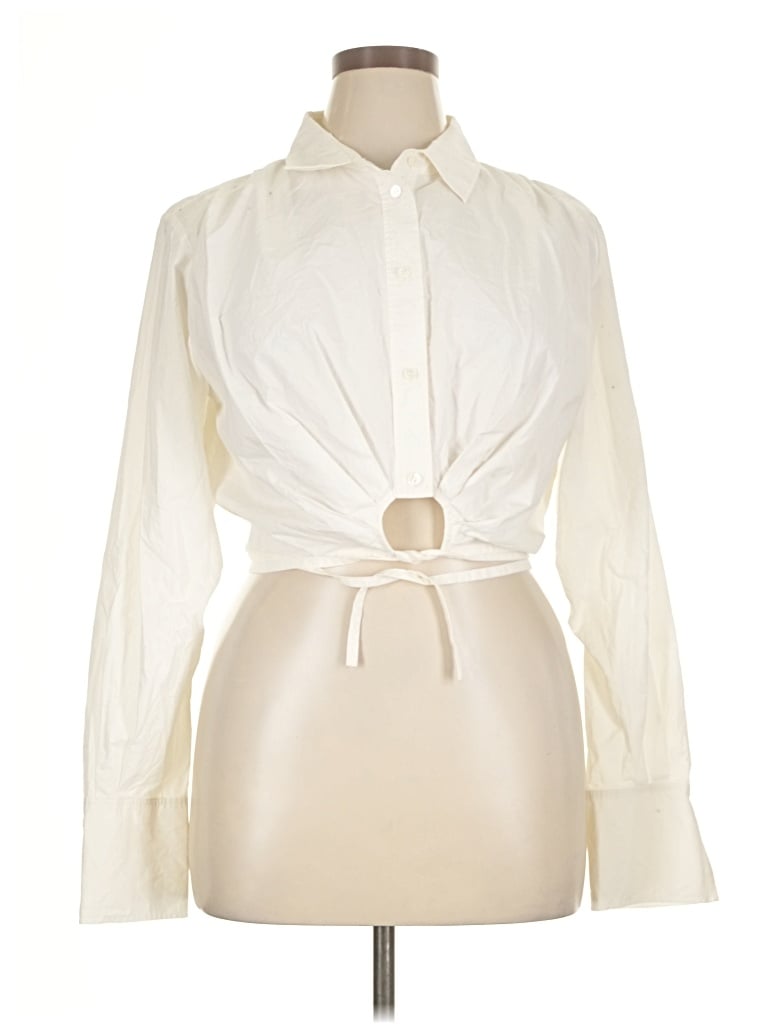 Pre-owned Frame Long Sleeve Blouse In Ivory