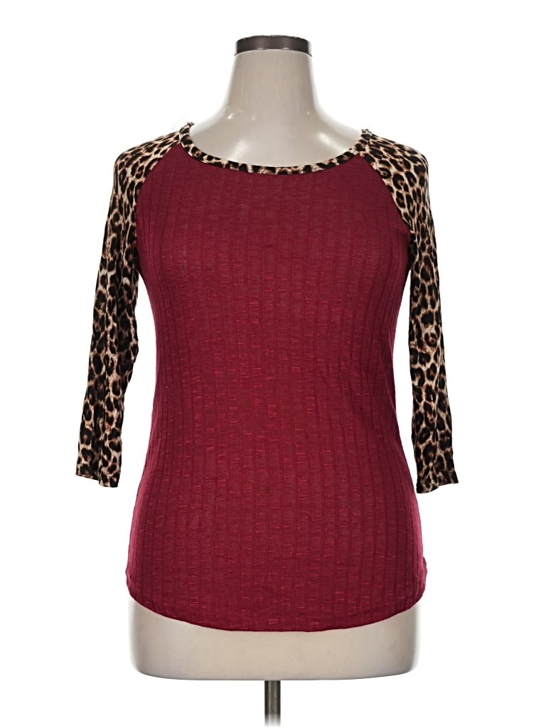 Pre-owned Rue21 3/4 Sleeve Top Burgundy Scoop Neck Tops