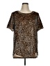 Amaryllis Animal Print Brown Short Sleeve Top Size XL - photo 1