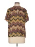Peyton Jensen 100% Polyester Chevron-herringbone Brown Short Sleeve Blouse Size L - photo 1
