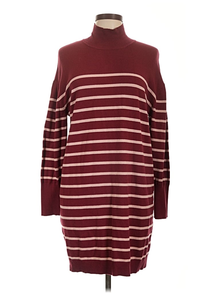 Pre-owned Free Assembly Long Sleeve Top Burgundy Turtleneck Tops