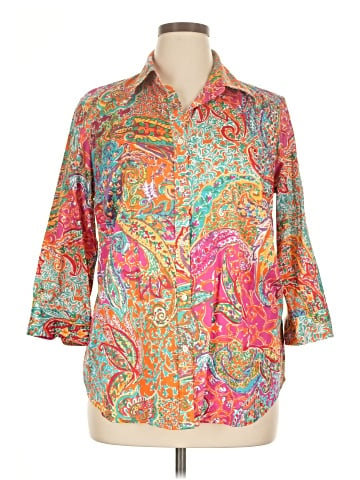 Lauren by Ralph Lauren 3/4 Sleeve Button-Down Shirt (view 1)