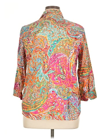 Lauren by Ralph Lauren 3/4 Sleeve Button-Down Shirt (view 2)