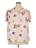 41Hawthorn 100% Polyester Floral Tan Short Sleeve Blouse Size 2X - photo 1