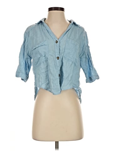 Zara 3/4 Sleeve Button-Down Shirt (view 1)